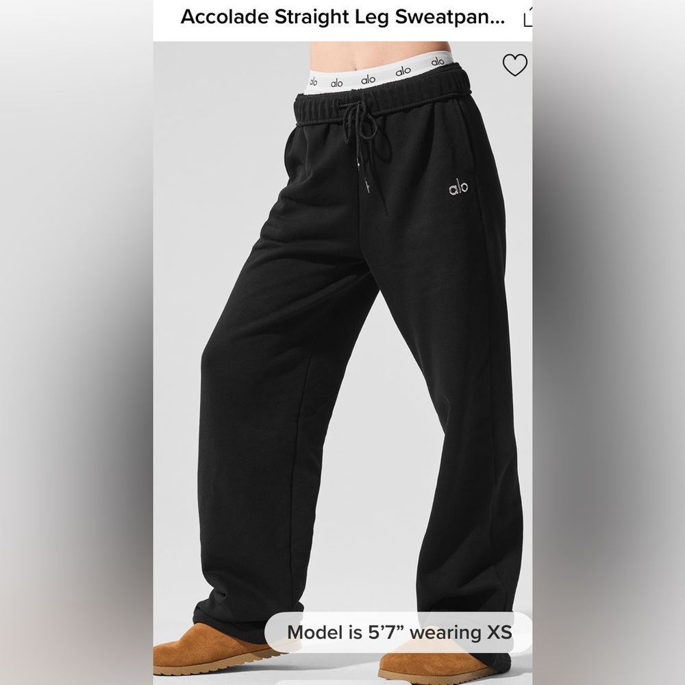 ALO Yoga NWT Accolade Straight Leg Sweatpants Black Size L Oversized